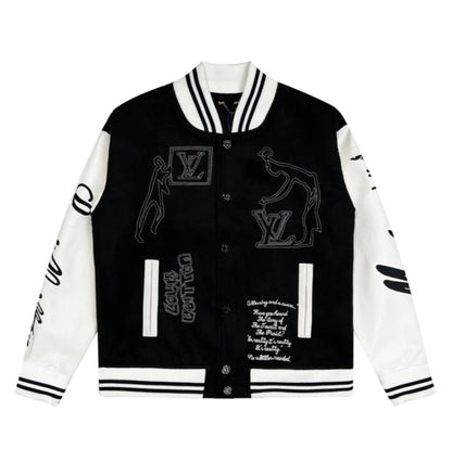 LOUIS VUITTON || Forever Leather Wool Varsity Jacket