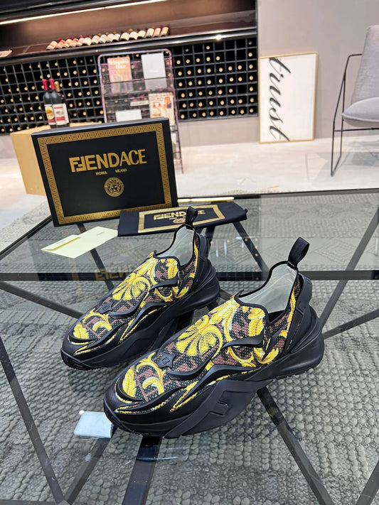 FENDI-VERSACE || Fendace Black Nylon Low-Tops - FASHION MYST 