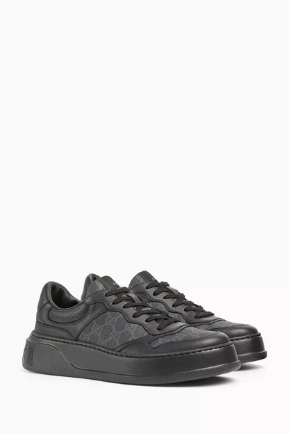 GUCCI || Men's GG Supreme Canvas and Leather Low-Top Platform Sneakers