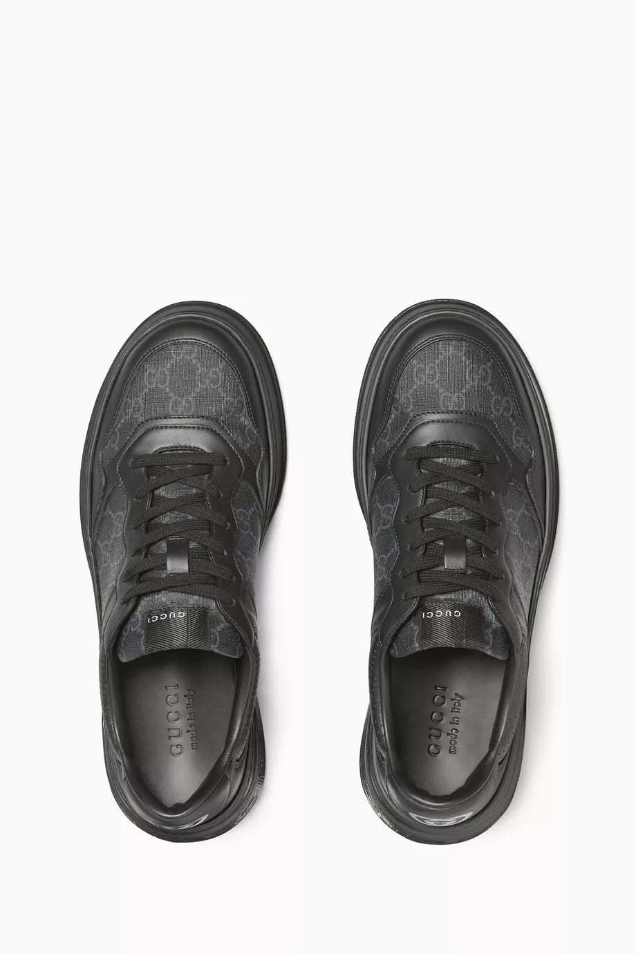 GUCCI || Men's GG Supreme Canvas and Leather Low-Top Platform Sneakers