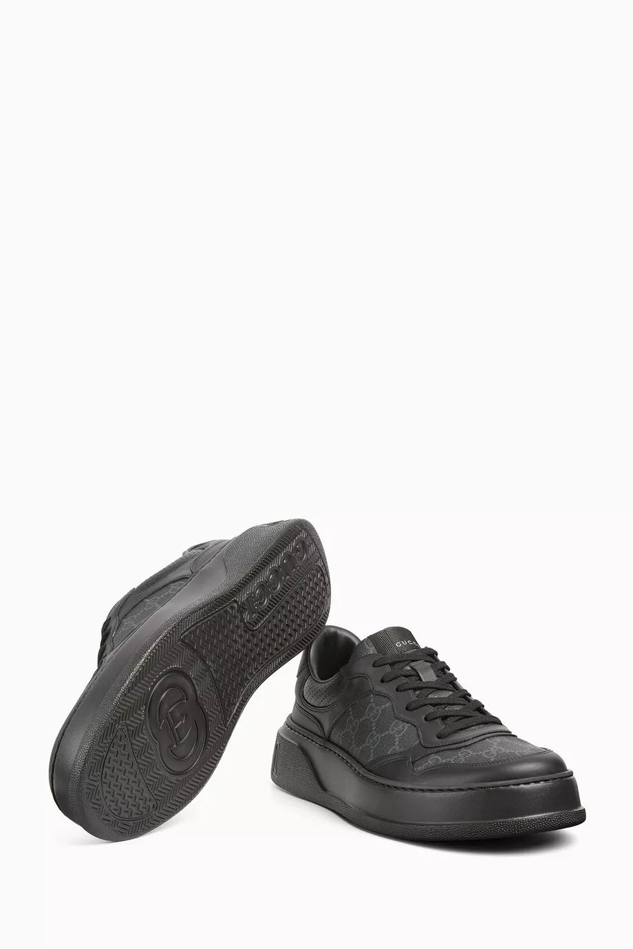 GUCCI || Men's GG Supreme Canvas and Leather Low-Top Platform Sneakers