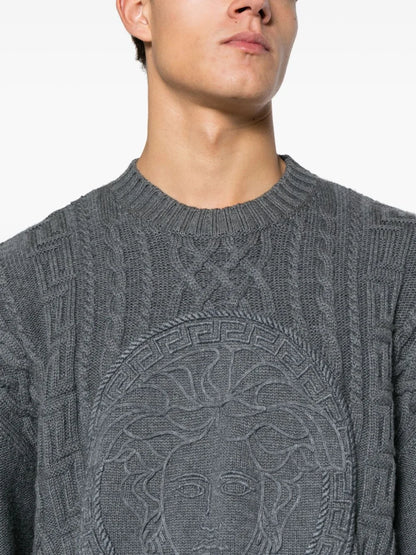 VERSACE || Medusa Cable-Knit Jumper Pullover