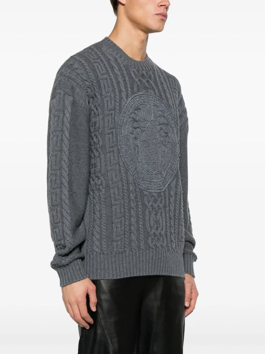 VERSACE || Medusa Cable-Knit Jumper Pullover