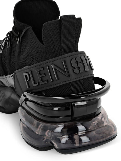 PHILIPP PLEIN || "Tiger Attack" Sneakers – Triple Black Performance Runner Plein Sport
