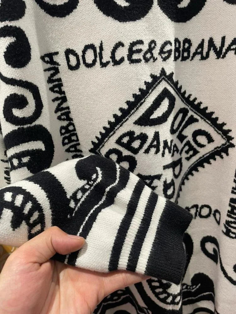 DOLCE & GABBANA || Marina Print Cotton Wool Pullover For Men