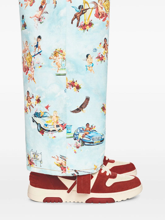 OFF-WHITE || Out Of Office "Ooo" Suede & Leather Low-Top Sneakers – Red/White