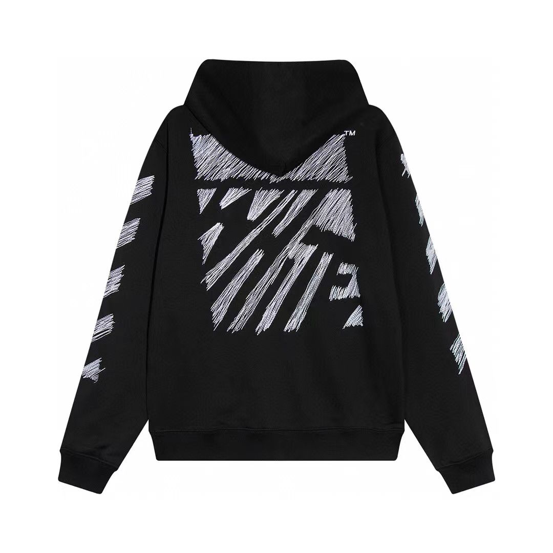 OFF-WHITE || Scribble Diag-Print Cotton Hoodie - FASHION MYST 