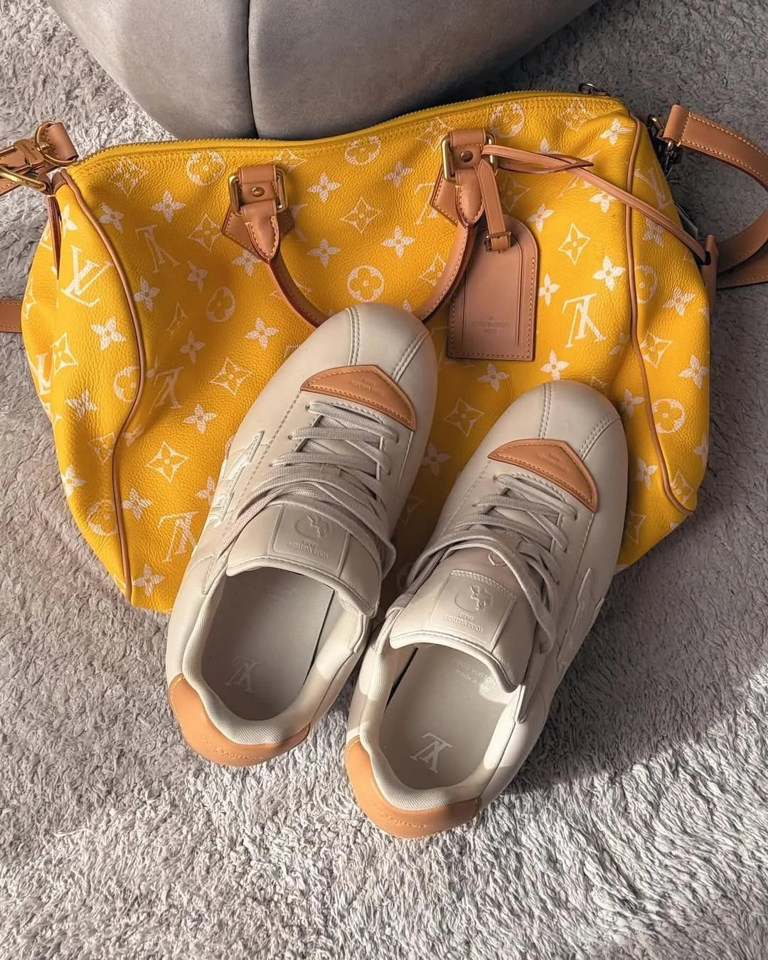 LOUIS VUITTON X TYLER || The Creator "Nairu" Sneakers – Beige & Ochre Monogram Runner