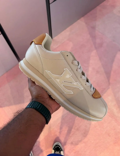 LOUIS VUITTON X TYLER || The Creator "Nairu" Sneakers – Beige & Ochre Monogram Runner