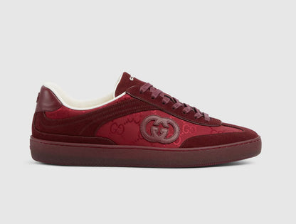 GUCCI || B Sneaker in Rosso Ancora GG Canvas and Suede