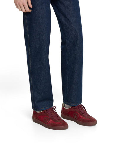 GUCCI || B Sneaker in Rosso Ancora GG Canvas and Suede