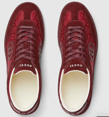 GUCCI || B Sneaker in Rosso Ancora GG Canvas and Suede