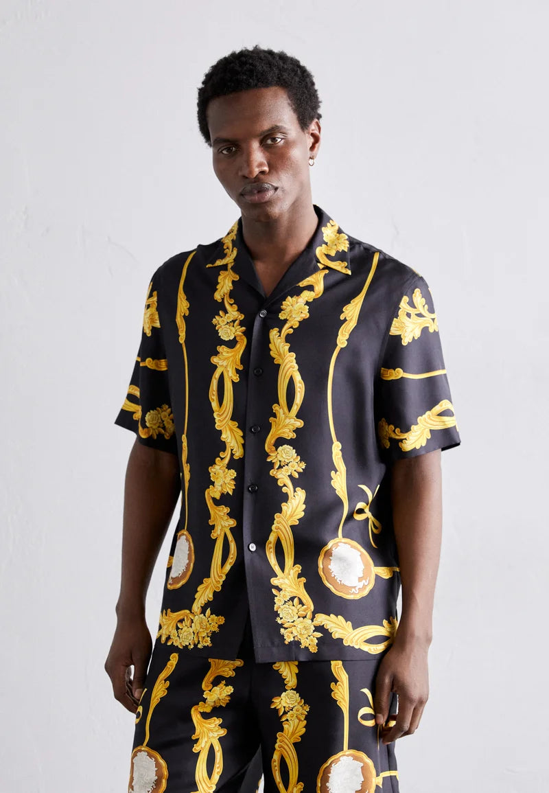 VERSACE || Cameo Silk Co-Ord Set In Black For Men – FASHION MYST