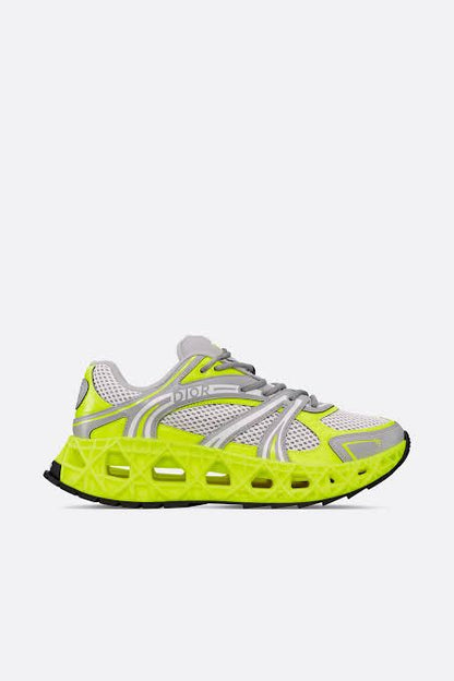 CHRISTIAN DIOR || Dior B30 Neon Yellow & Grey Technical Mesh Low-Top Sneakers