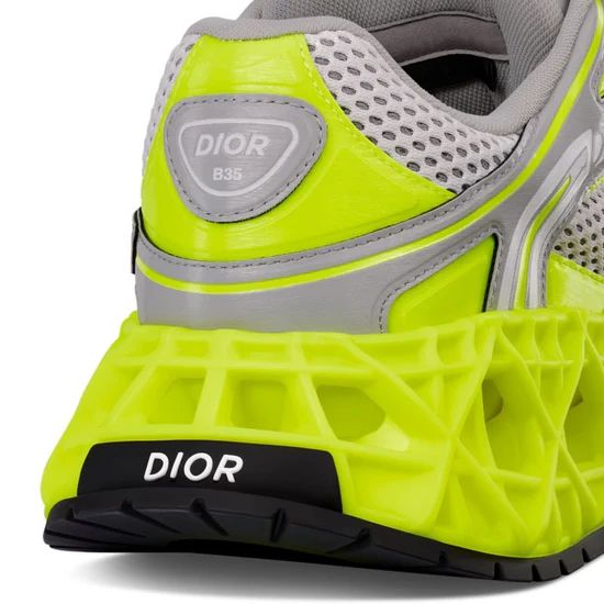 CHRISTIAN DIOR || Dior B30 Neon Yellow & Grey Technical Mesh Low-Top Sneakers