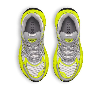 CHRISTIAN DIOR || Dior B30 Neon Yellow & Grey Technical Mesh Low-Top Sneakers
