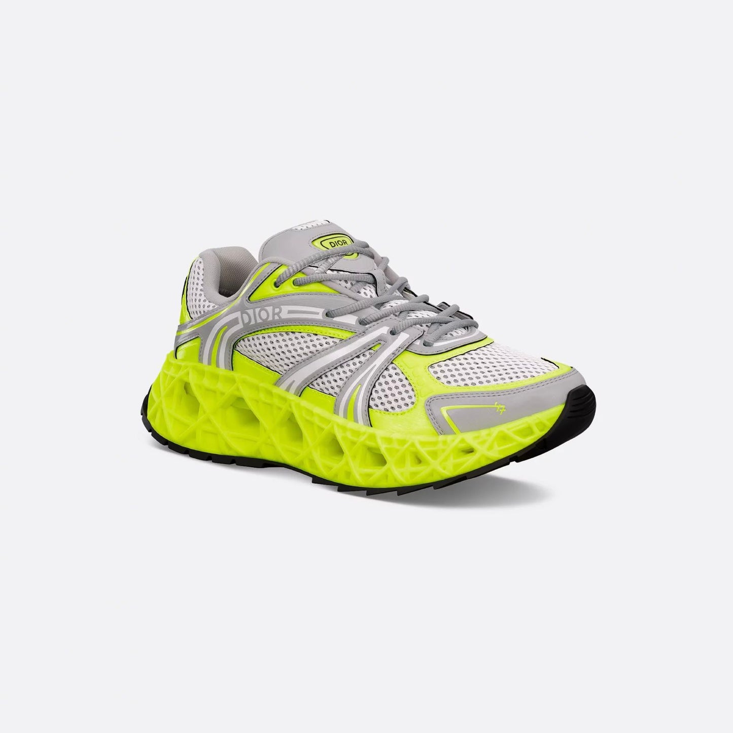 CHRISTIAN DIOR || Dior B30 Neon Yellow & Grey Technical Mesh Low-Top Sneakers