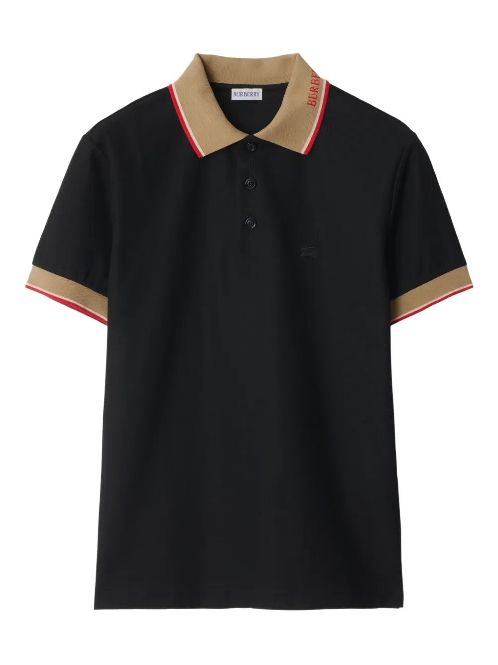 BURBERRY || Logo Collar Slim Fit Cotton Polo Shirt – Contrast Trim Pique Polo
