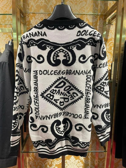 DOLCE & GABBANA || Marina Print Cotton Wool Pullover For Men