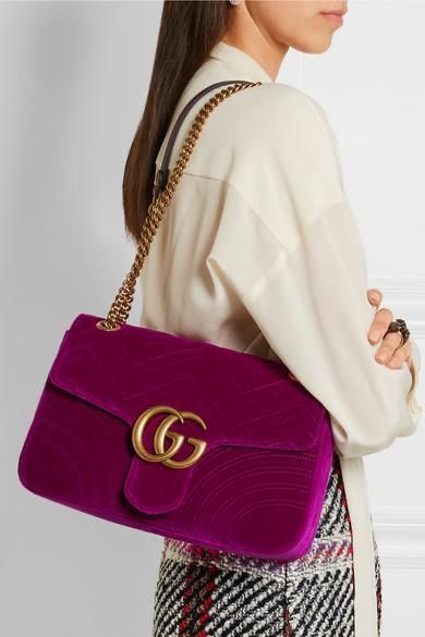 GG MARMONT MATELASSES SHOULDER BAG IN VELVET - FASHION MYST 