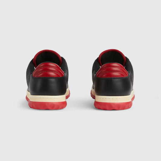 GUCCI || Men's GG Mac80 Black Technical Sneakers - Perforated Monogram Midsole - FASHION MYST