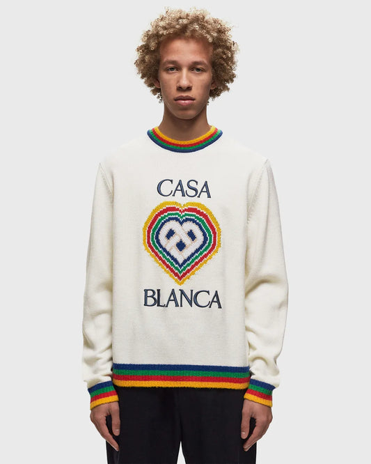 CASABLANCA || Heart Boucle Brand Unisex Jumper White