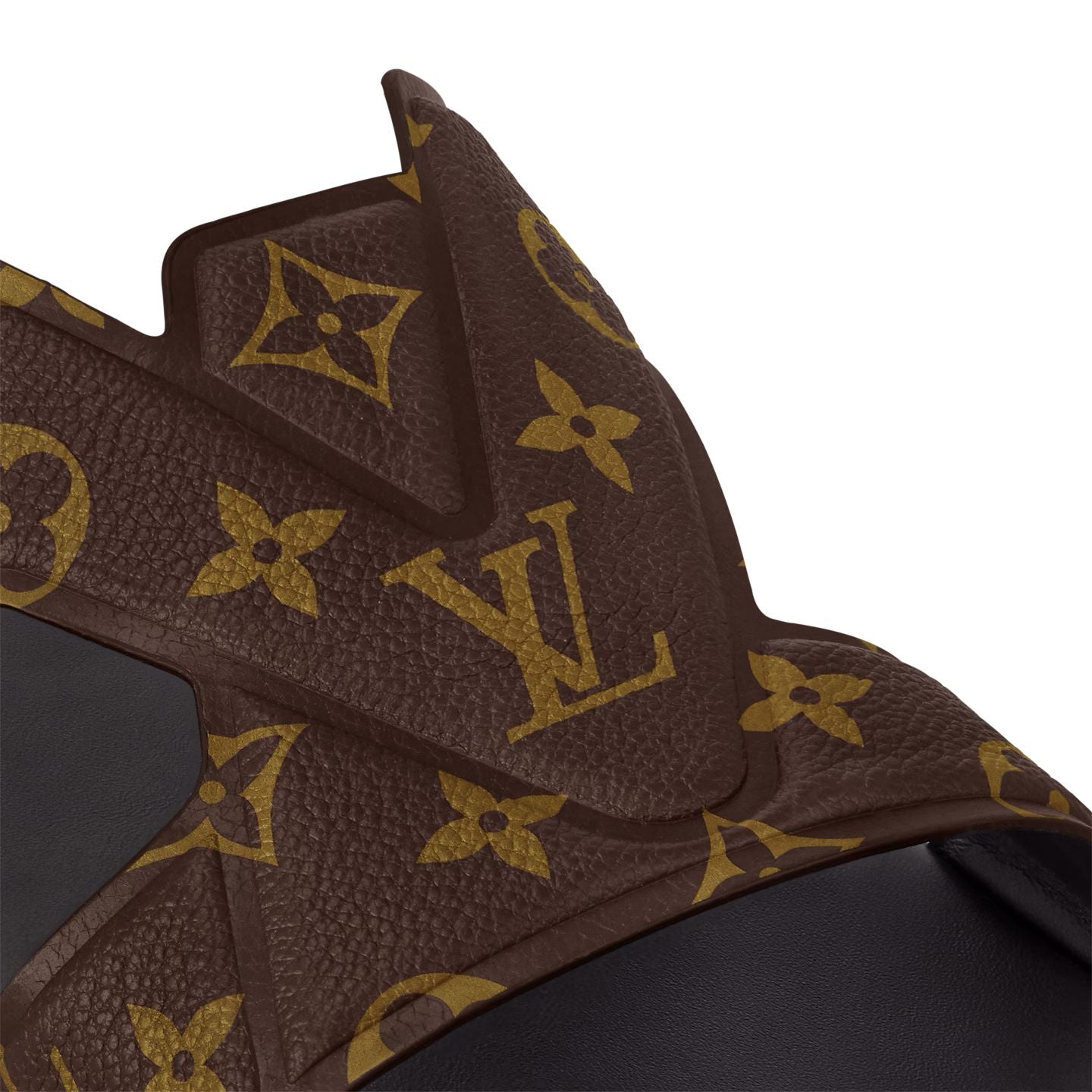 LOUIS VUITTON || Waterfront Mule – Brown Monogram Grained Leather Sandals