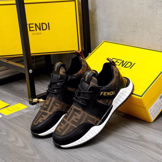 FENDI || Fendi Brown Lace Up Sneakers For Men