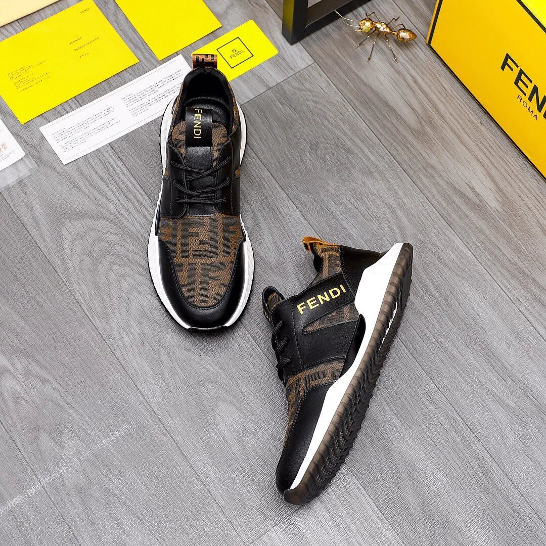 FENDI Fendi Brown Lace Up Sneakers For Men FASHION MYST