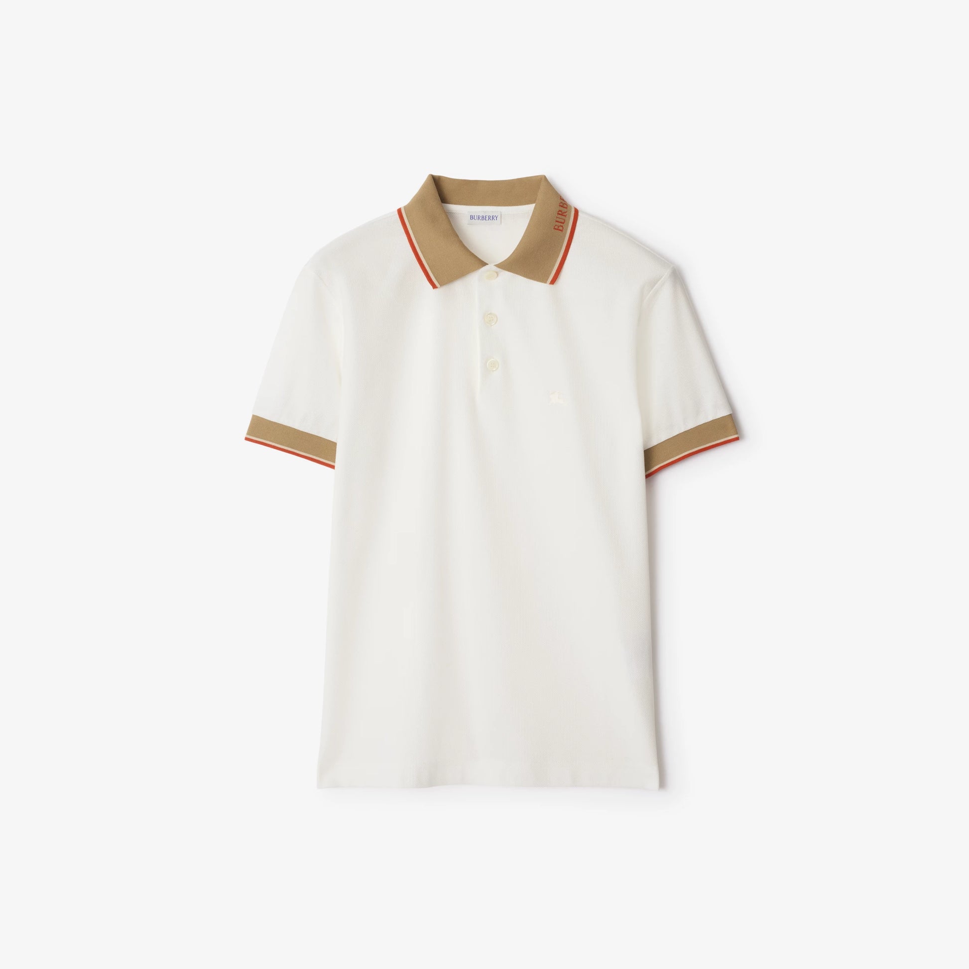 BURBERRY || Beige/White Polo T-Shirt – Refined British Style BURBERRY || Beige/White Polo T-Shirt – Refined British Style