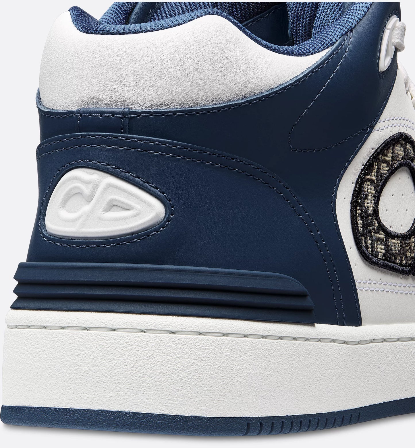 CHRISTIAN DIOR || Mid-Top Sneaker Navy Blue and White Smooth Calfskin Dior Oblique Jacquard