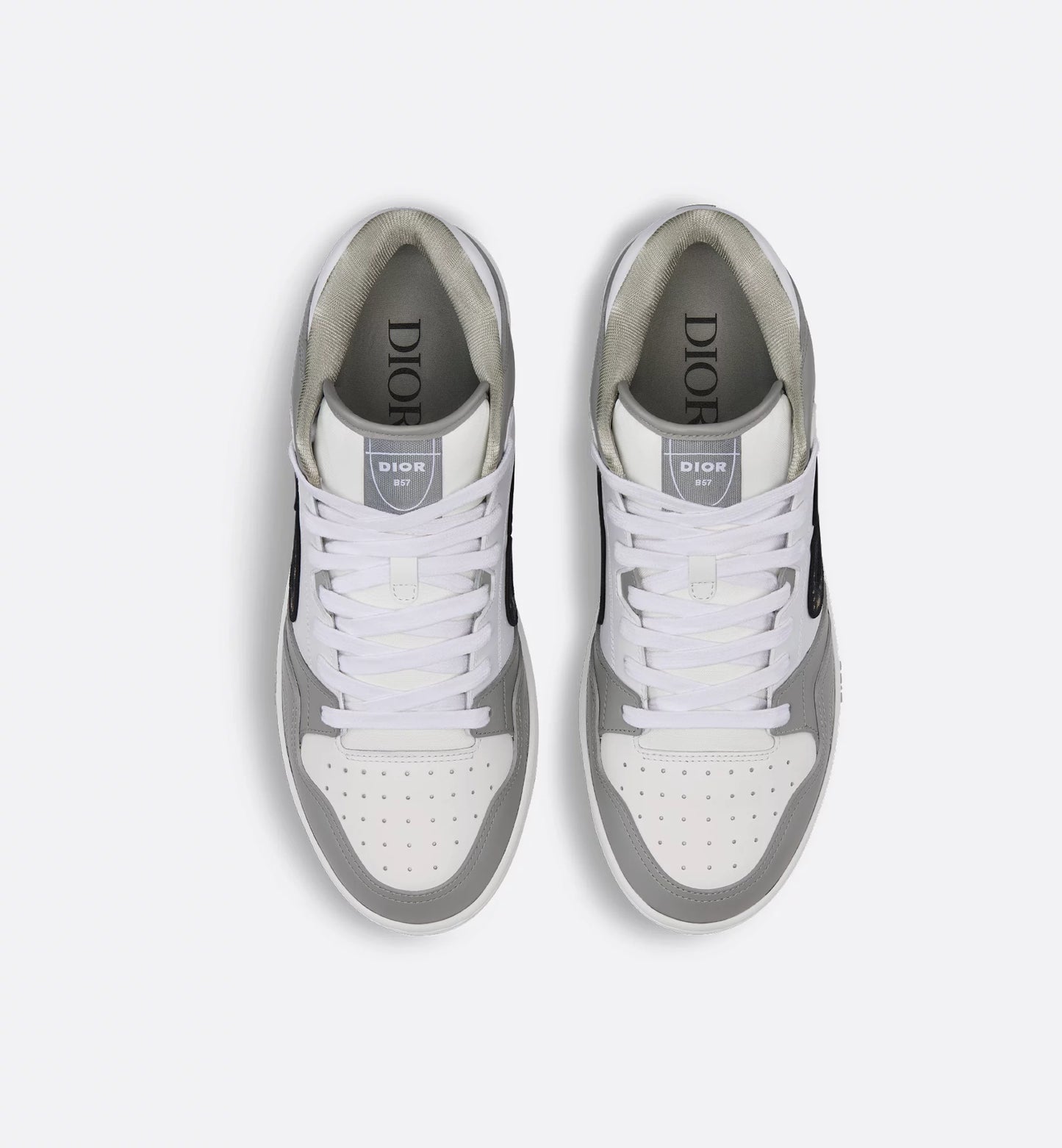 CHRISTIAN DIOR || Mid-Top Sneaker Grey and White Smooth Calfskin Oblique Jacquard Sneaker