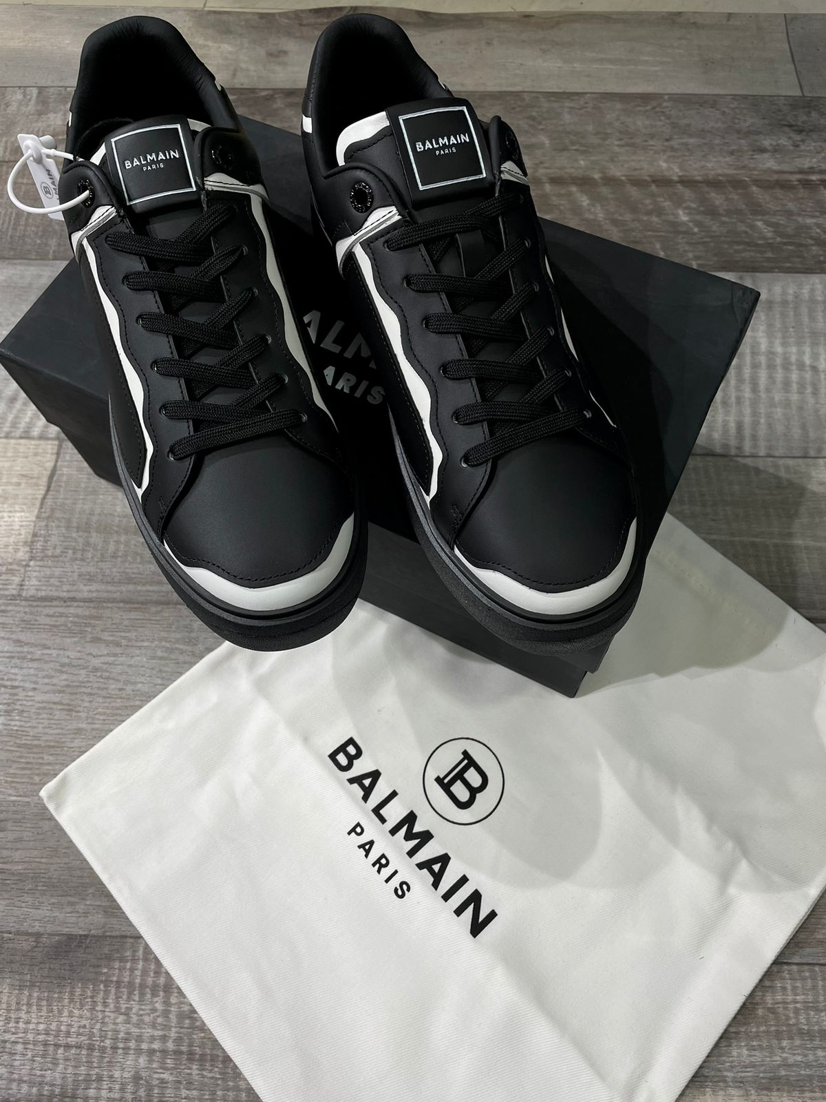 BALMAIN || Panel Stitch B-Court Sneakers Black - FASHION MYST 