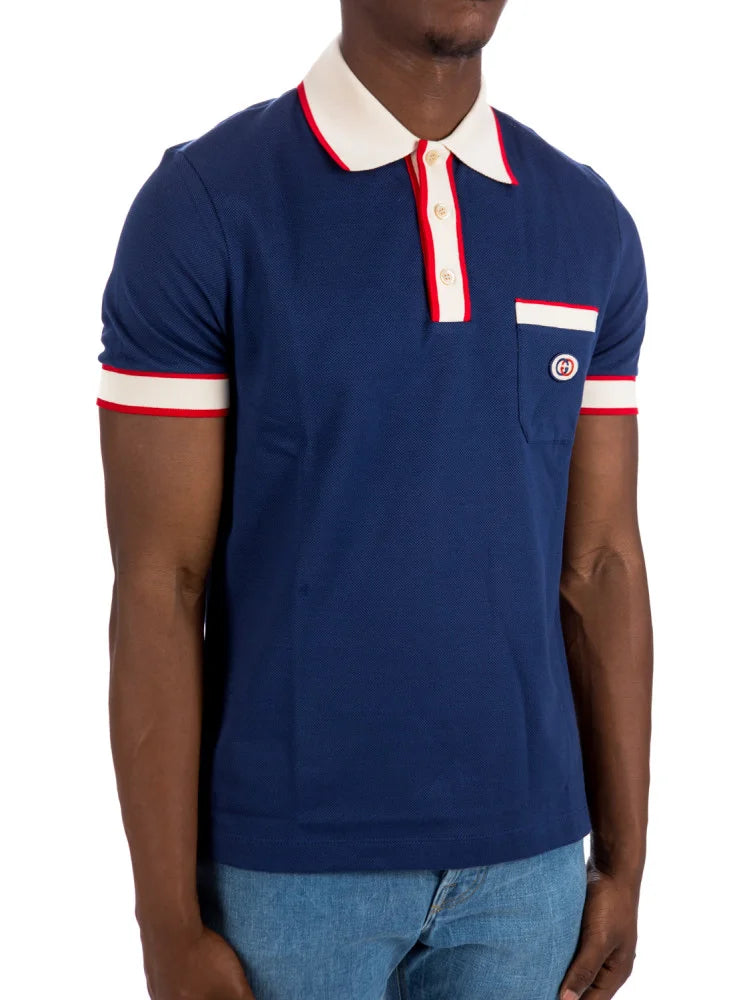 GUCCI || Logo-Patch Short-Sleeve Polo Shirt - FASHION MYST 