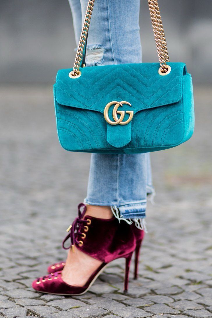 GG MARMONT MATELASSES SHOULDER BAG IN VELVET - FASHION MYST 