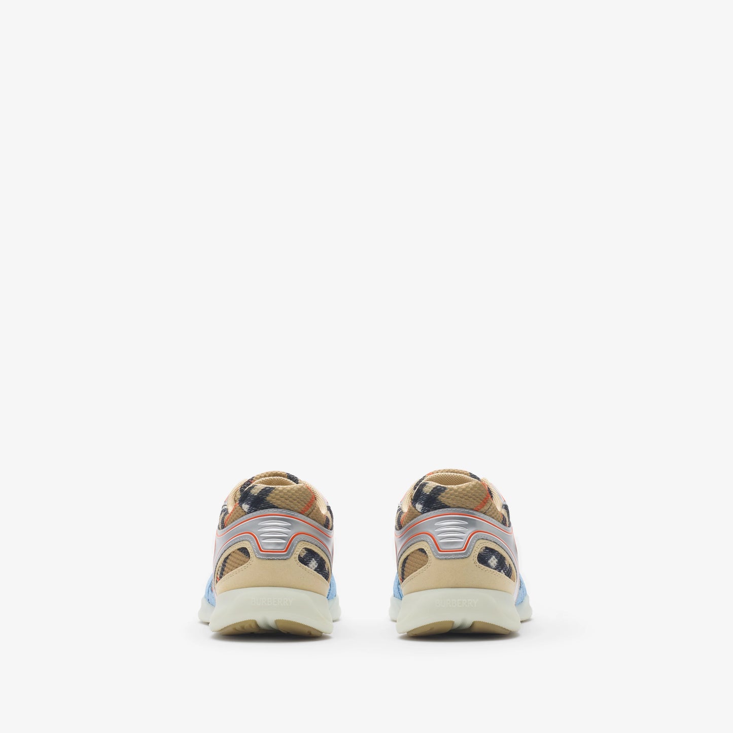 BURBERRY || Vintage Check & Leather Sneakers - Light Blue/Silver/Archive Beige