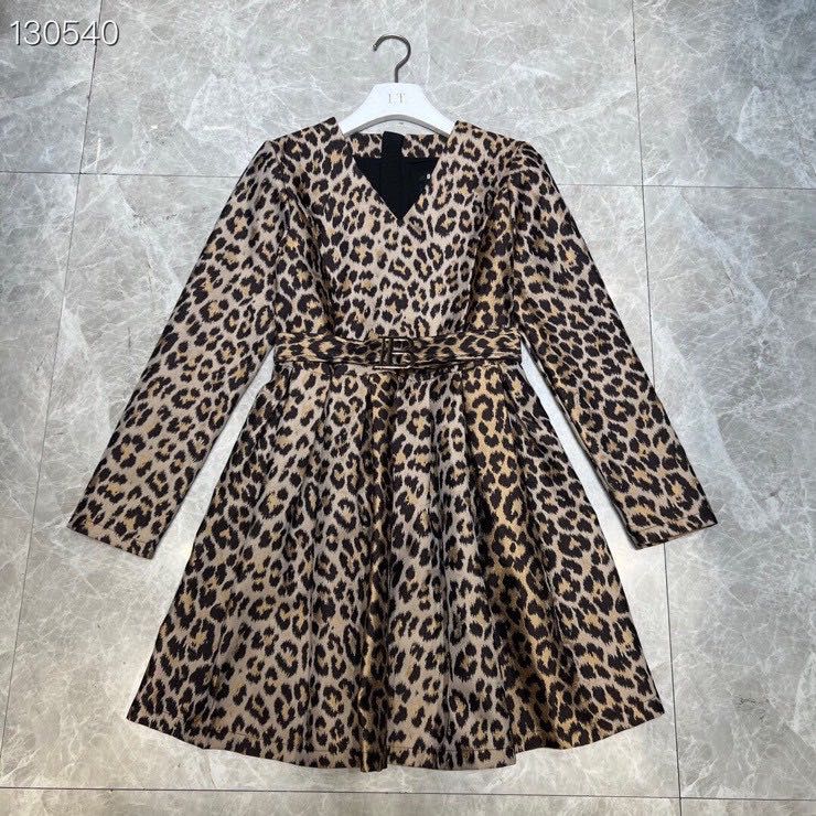 Blamain Vintage leopard print V-neck Strap Dress - FASHION MYST 