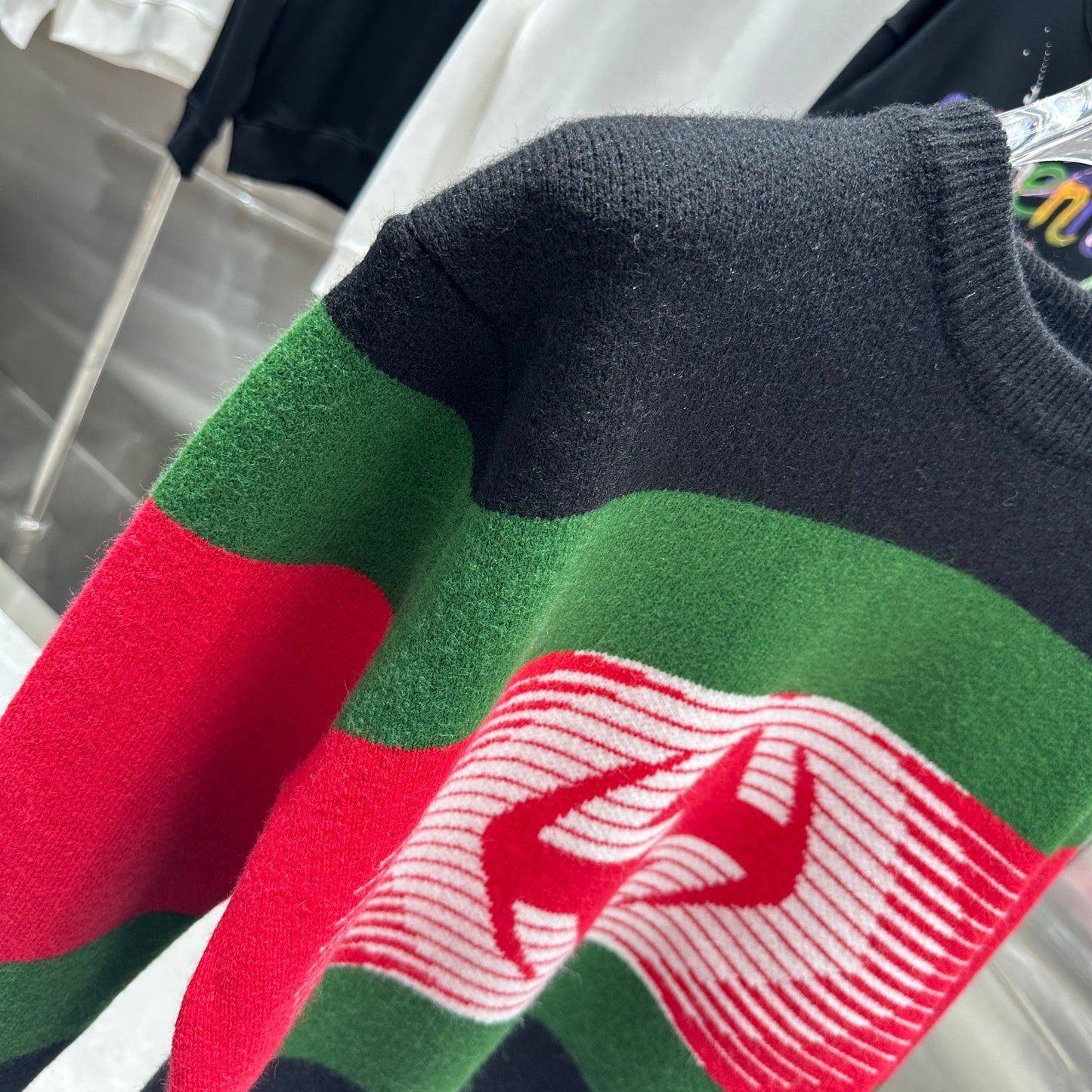 GUCCI || Striped V-Neck Felted Jumper Pullover