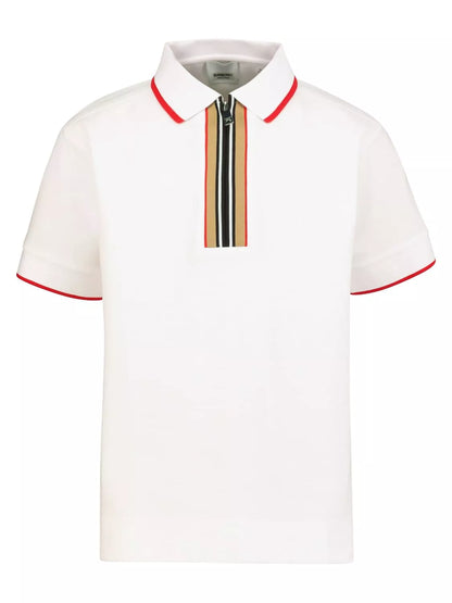 BURBERRY || Icon Stripe Zipped Polo T-Shirt - FASHION MYST 