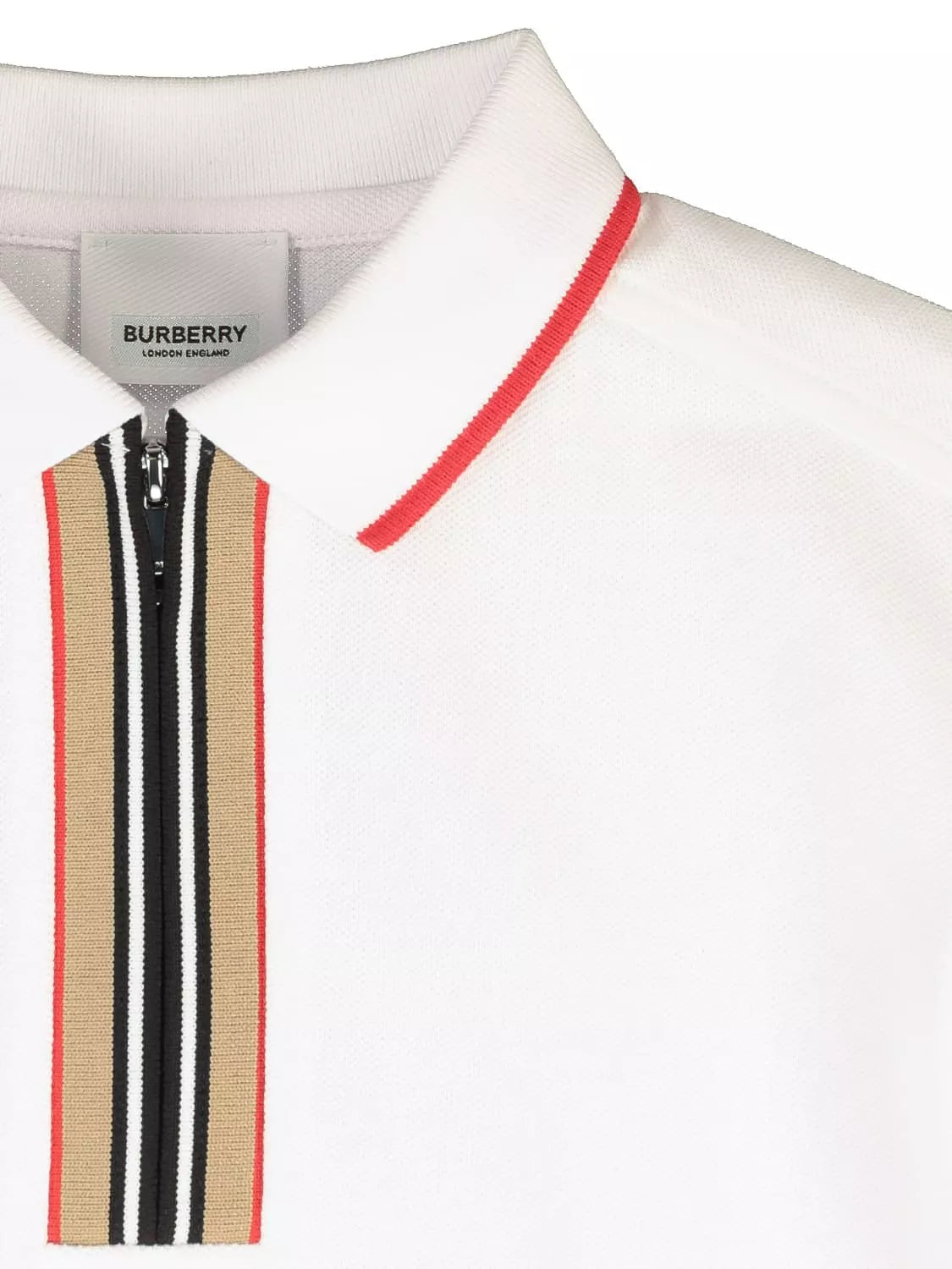 BURBERRY || Icon Stripe Zipped Polo T-Shirt - FASHION MYST 