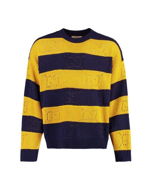 GUCCI || Men's GG Stripe Jumper Green/Yellow - FASHION MYST 