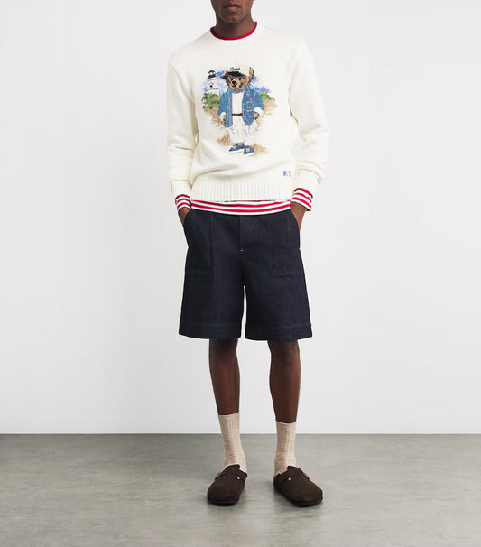 POLO RALPH LAUREN || Cotton Coastal Polo Bear White Sweater