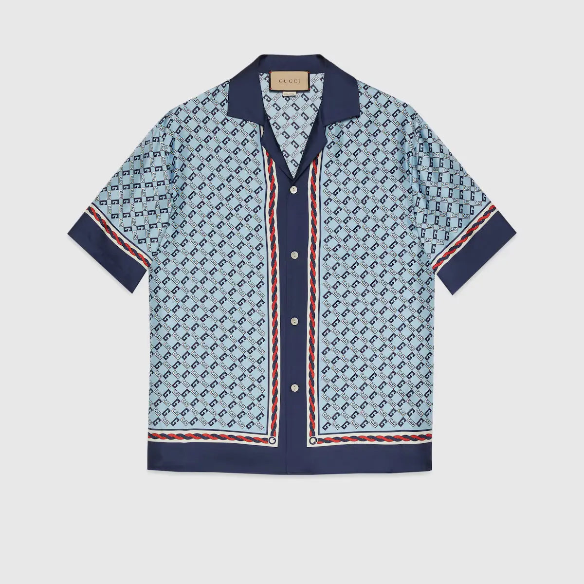 GUCCI || Geometric Square G Print Silk Shirt - FASHION MYST 