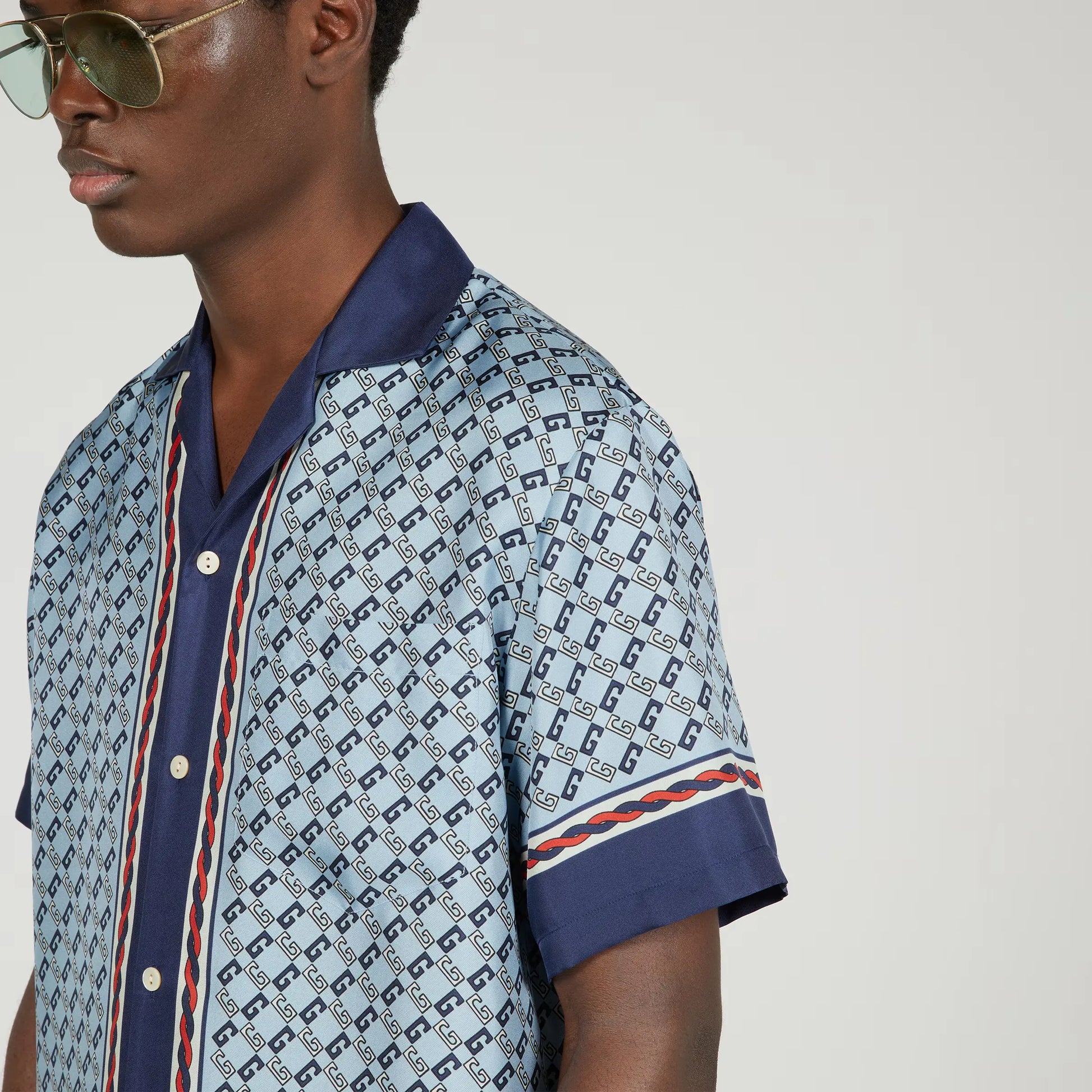 Buy Gucci Geometric Square G Print Silk Shirt FASHION MYST