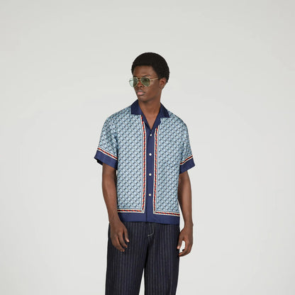 GUCCI || Geometric Square G Print Silk Shirt - FASHION MYST 