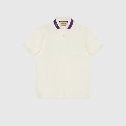 GUCCI || Cotton Piquet Polo T-Shirt With Square GG - FASHION MYST 