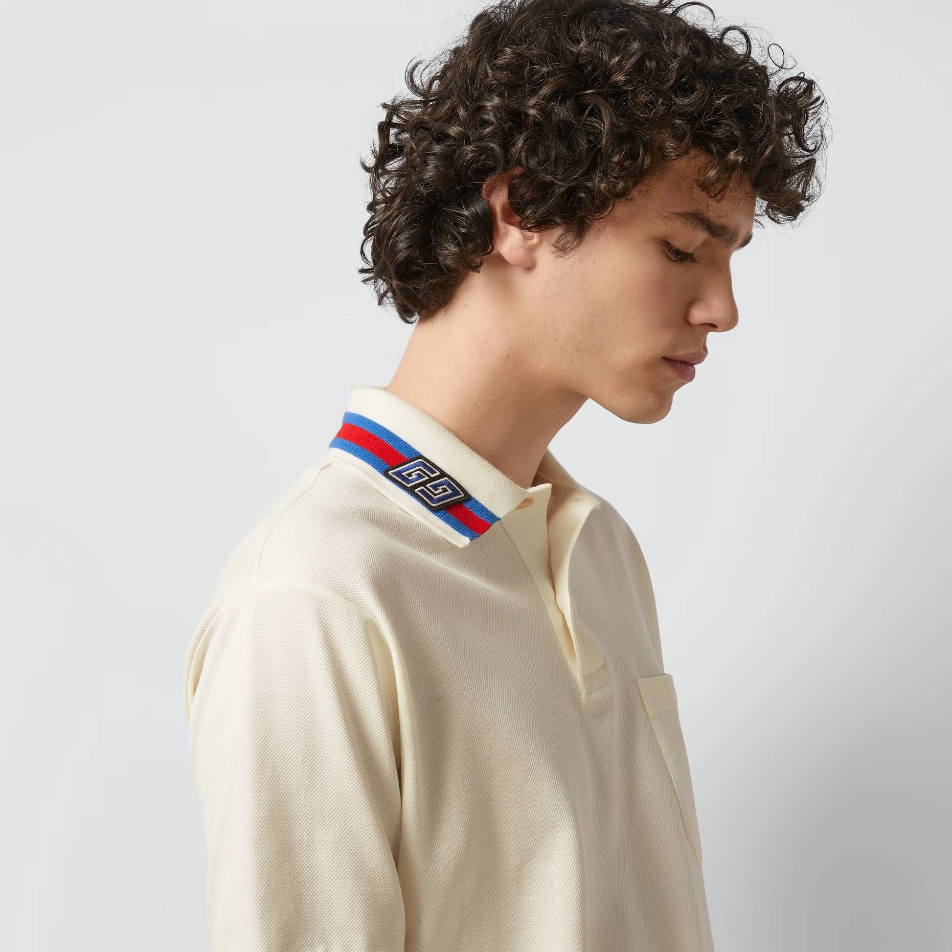 GUCCI || Cotton Piquet Polo T-Shirt With Square GG - FASHION MYST 