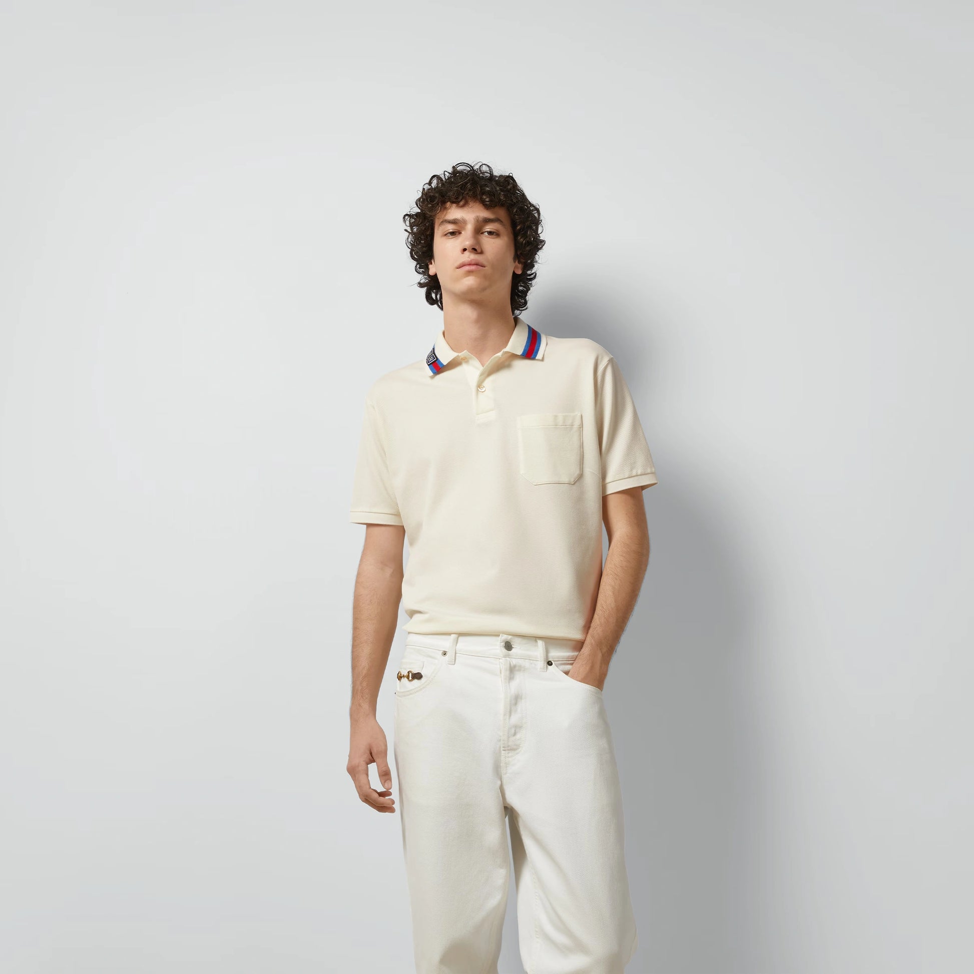 GUCCI || Cotton Piquet Polo T-Shirt With Square GG - FASHION MYST 