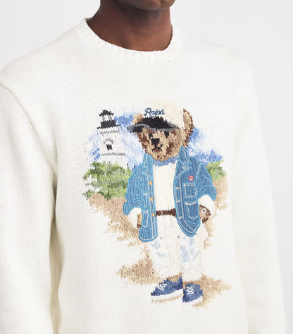 POLO RALPH LAUREN || Cotton Coastal Polo Bear White Sweater