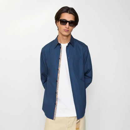 Burberry Classic Men's Cotton Shirt - Black, Navy Blue & White FASHION MYST